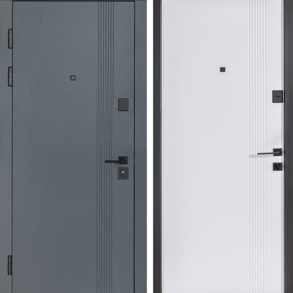 Вхідні двері Булат В-434 модель 172 у квартиру колір антрацит/біла шагрень