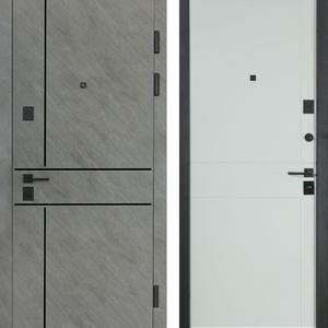 Вхідні двері Булат Ультра модель 540/249 у квартиру колір зріз каменю/білий матовий гладкий