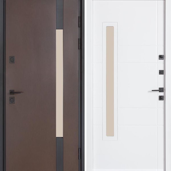 Вхідні двері Булат Термо Хаус модель 705/431 вуличні колір венге темний/вулична білий атласний