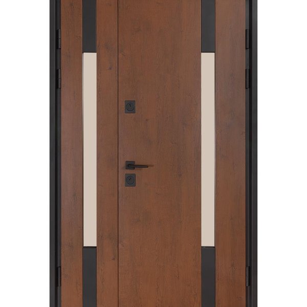 Вхідні двері Булат Термо Хаус модель 706/431 вуличні колір дуб бронза/вулична молочний