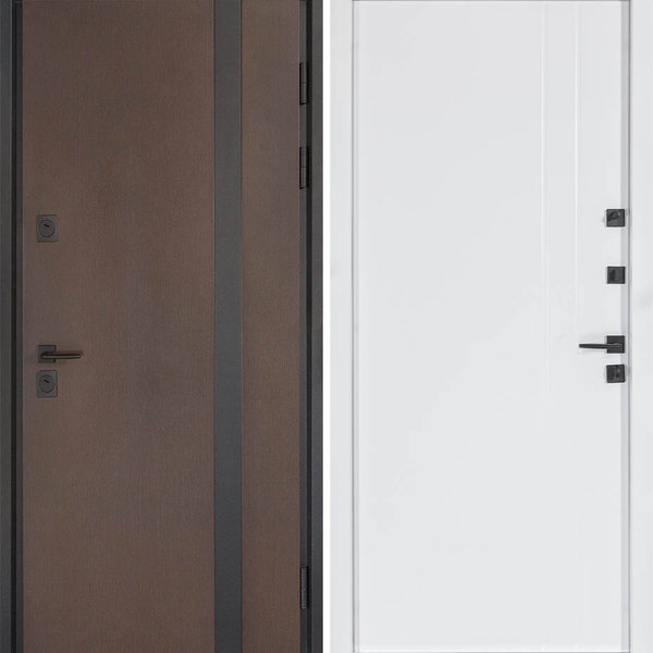 Вхідні двері Булат Термо Хаус модель 710/265 вуличні колір венге темний/вулична білий атласний