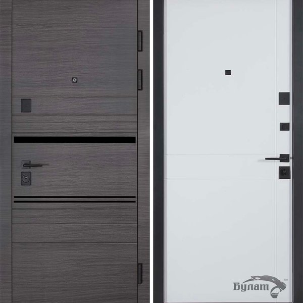 Вхідні двері Булат Стандарт модель 593/248 у квартиру колір Венге горизонт сірий/Біла шагрень